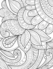 Decorative mehndi design style detailed coloring page illustration 