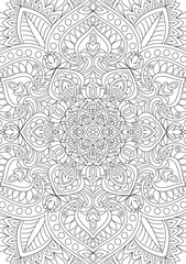 Decorative rounded detailed mandala coloring page illustration