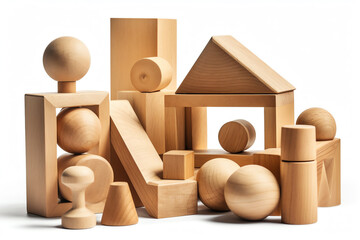 wooden block toy with various geometric shapes. generative AI