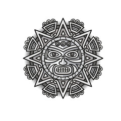 hand drawn Aztec sun ethnic symbol