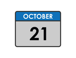 October 21th calendar icon vector. Concept of schedule. business and tasks. eps 10.