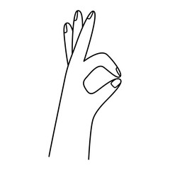 Gesture clenched fist hand fingers. Power and motivation concept in line style