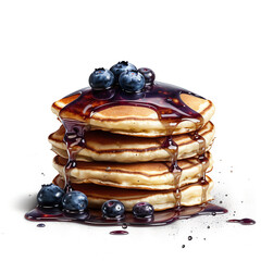 A stack of fluffy and juicy blueberry pancakes. generative AI