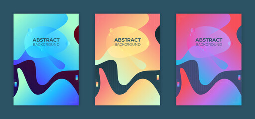 Modern abstract colorful bcakground. Covers set, minimal covers design, Gradient flowing geometric pattern background, vector illustration, overlapping layer background.