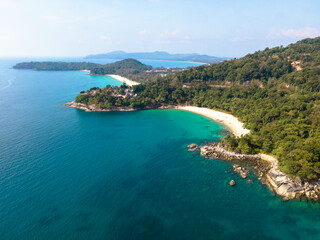 Aerial view of Laem Singh beach in Phuket, Thailand