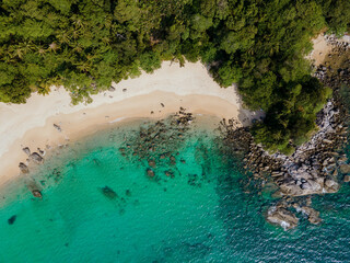 Aerial view of Laem Singh beach in Phuket, Thailand