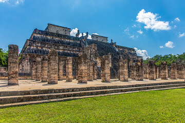 The thousand columns and the temple of the warriors of the archaeological zone of Chichen Itza,...