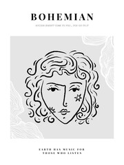 Large grid of Modern A4 posters in a modern boho style, hand-drawn. Suitable for poster, banner, print, branding