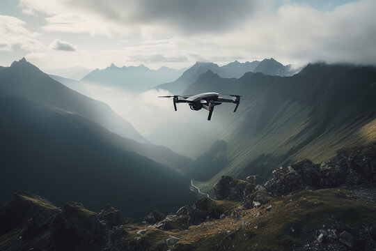 Large drone equipped with specialized sensors. Collecting environmental data and assess the health of remote ecosystem. The drone allows for more efficient data collection and analysis. Generative AI