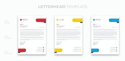 professional corporate company business letterhead template design with color variation bundle