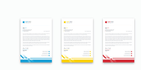 professional corporate company business letterhead template design with color variation bundle