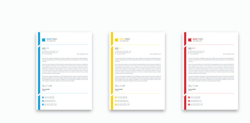 professional corporate company business letterhead template design with color variation bundle
