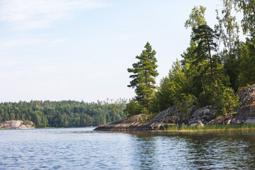 Fototapeta na wymiar Ladoga skerries. Karelia Republic landscape, Russia