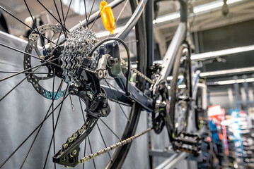 Fototapeta na wymiar New bicycle gears and chain