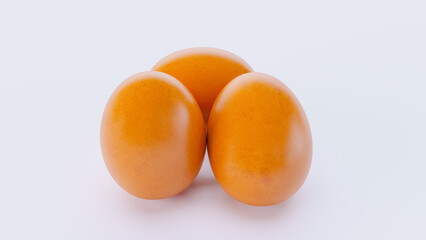 3 chicken eggs isolated on white background