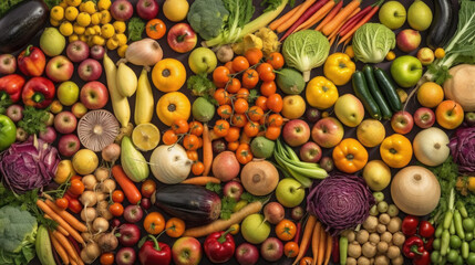 Naklejka na ściany i meble vegetables on the market created with Generative AI technology