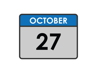 October 27th calendar icon vector. Concept of schedule. business and tasks. eps 10.
