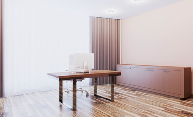 Modern office building interior. 3D rendering.