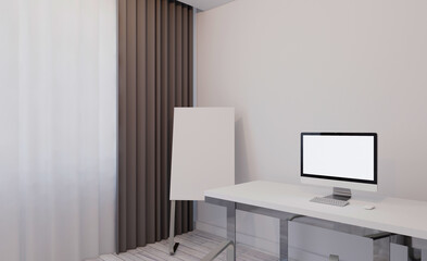 Modern office Cabinet.  3D rendering.   Meeting room