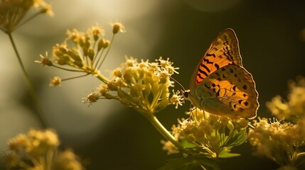 butterfly flying towards flower