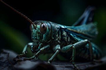 Life of grasshopper insects. Generative AI