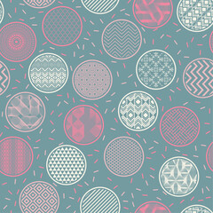 Ornate fabric swatch geometric endless ornament. Bubble shapes with fantasy abstractions