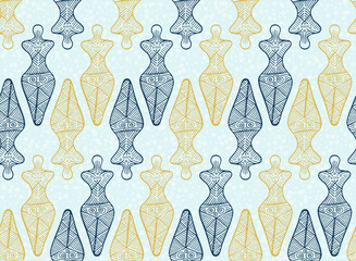 Slavic woman trypillian symbol endless ornament. Simple romanian folkloric motif.