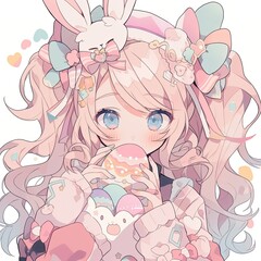 Cute Easter Bunny Anime Girl