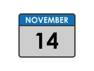 November 14th calendar icon vector. Concept of schedule. business and tasks. eps 10.