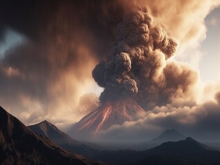 Volcano eruption, ai-generated artwork