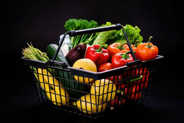 shopping basket with vegetables Generative AI