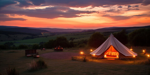 glamping. luxury glamorous camping. glamping in the beautiful countryside