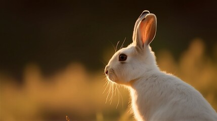 a rabbit basks in the warm sunshine, taking a moment to enjoy the outdoors as it rests in a field of lush green grass