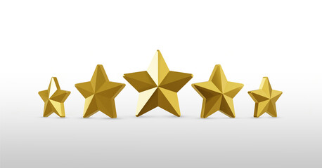 Five Gold rating star symbol of customer satisfaction review service best quality ranking icon or...