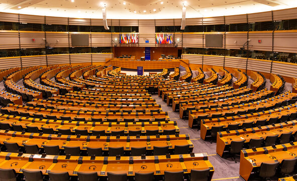 The EU European Parliament Room in Brussels.
