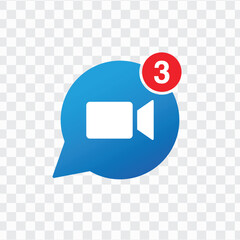 Video call icon set for conferencing and chat UI. Transparent buttons with modern design for video calls and instant messengers. Vector illustration.