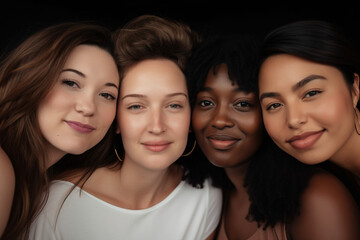 Obraz premium Generative ai women of different ethnicities standing side by side together