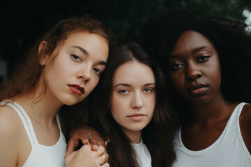 Obraz premium Generative ai women of different ethnicities standing side by side together