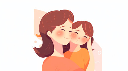 Obraz premium happy mother and daughter hugging, close-up