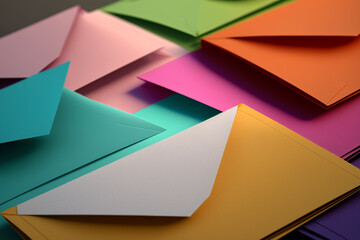 Colored paper envelope on the table. An envelope or envelope is a covering made of paper or other material to store letters, documents or any other type of material to be sent by post.