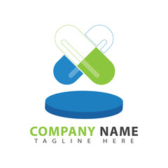 Capsule pill logo design template. Medical healthcare symbol. health logo vector, logo for pharmacy, hospital.