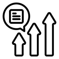 Trending icon with up arrows and content symbol