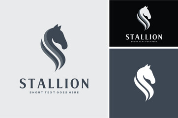Knight Chess Head Silhouette for Stallion Horse Equine Equestrian or Business Strategy logo design