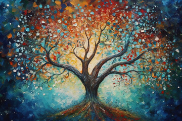 Obraz na płótnie Canvas Tree of life oil painting.