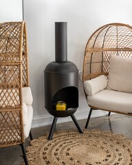Fireplace with 2 chairs