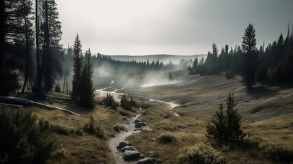 misty morning in the mountains
