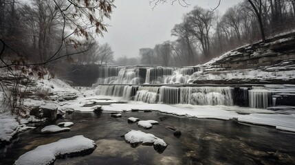 river in the winter forest