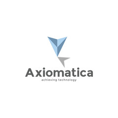 arrow with technology cube flat vector logo design template