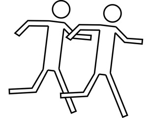 man and person with arrow