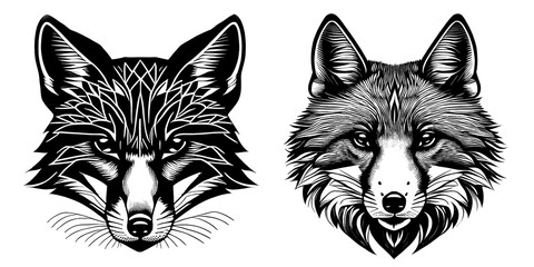 Black and white tattoos with a fox.